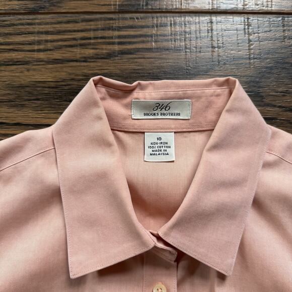Brooks Brothers 346 Sleeveless Button Up Shirt Pink Oxford Cotton Non-Iron Sz 10 - Picture 3 of 5
